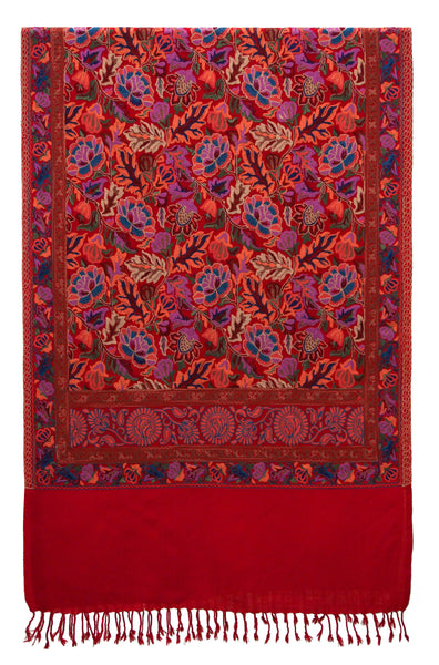 Embroidered flowers artwork on a warm soft woolen fabric. Perfect shawl for a Valentine's Day gift - Marie-Pierre Rousseau