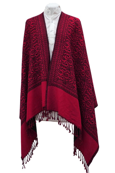 Reversible shawl for everyday wear. Black and red comfortable and soft wardrobe must - Marie-Pierre Rousseau